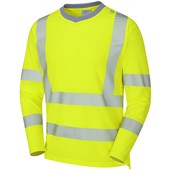 Leo Workwear Capstone Yellow EcoViz Coolviz Plus Long Sleeve Hi Vis T-Shirt